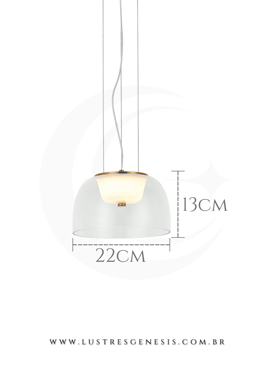 A Luminaria Pendente Sindora com acabamento em metal bronze e c&uacute;pula de vidro transparente e ideal para quem busca estilo moderno.